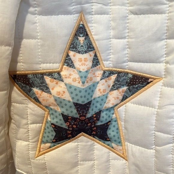 Blue B QUILTED MULTI STAR PADDED WESTERN Zipper JACKET Large ⭐️ - Picture 6 of 13